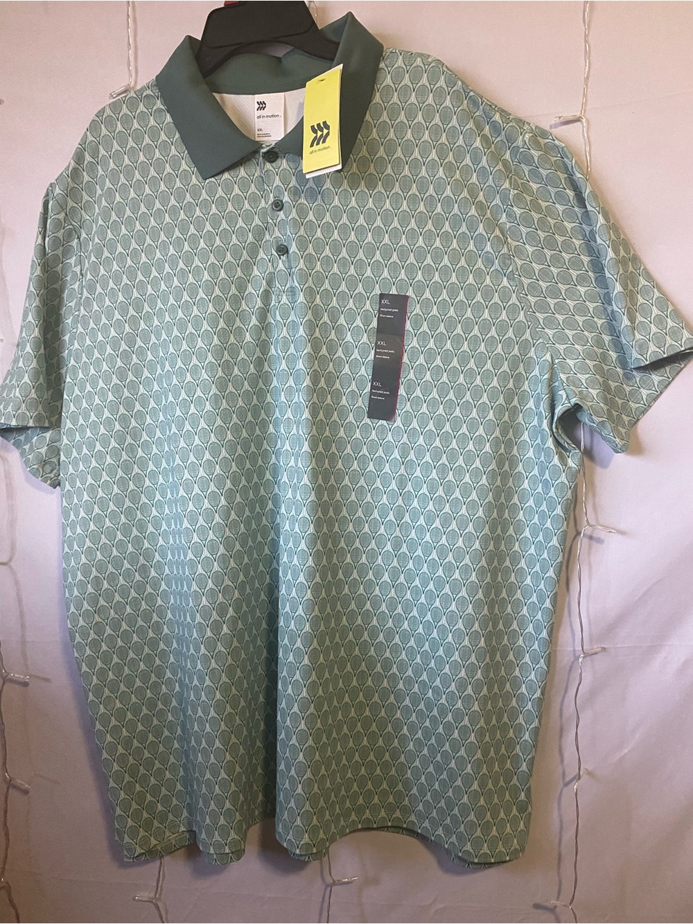 Unbranded Men's Seafoam Green Patterned Polo Shirt